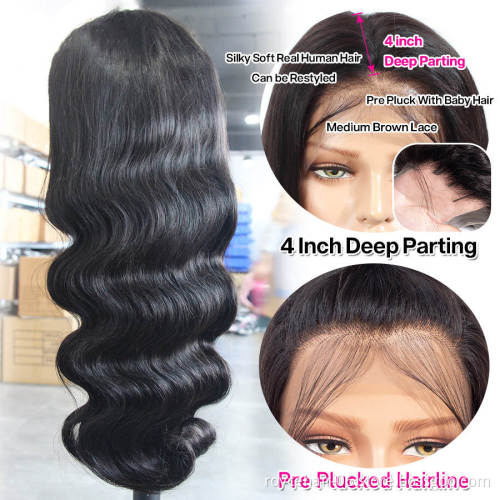 Malaysian Unprocessed Virgin Remy Human Hair 6x13 Free Part Body Wave Long Hair Lace Wigs for Women